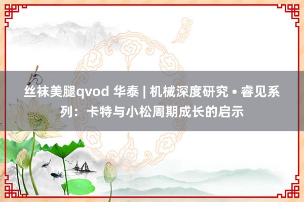 丝袜美腿qvod 华泰 | 机械深度研究 • 睿见系列：卡特与小松周期成长的启示